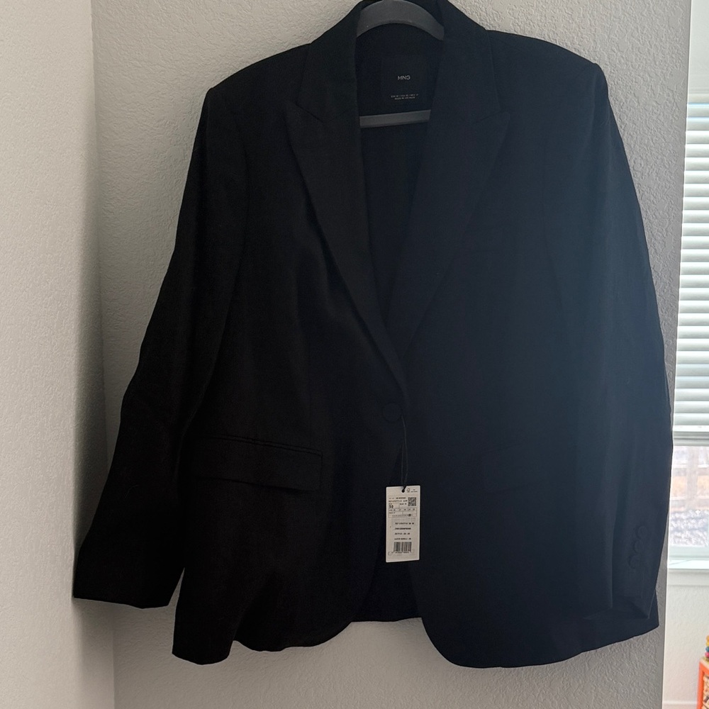 🆕 Mango Linen Black Blazer Jacket